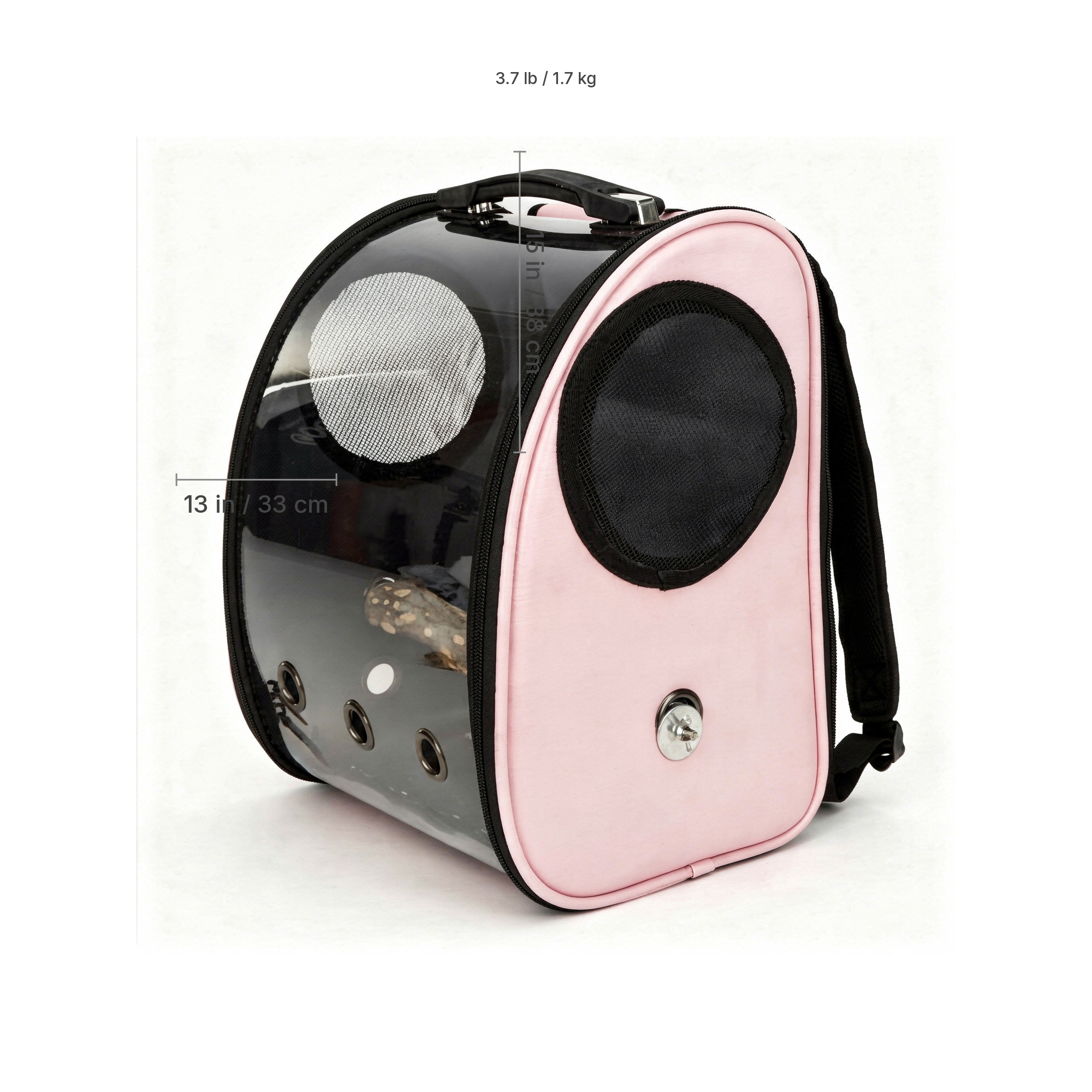 Bubble Window Pet Backpack with Breathable Side Vents — Dimensions