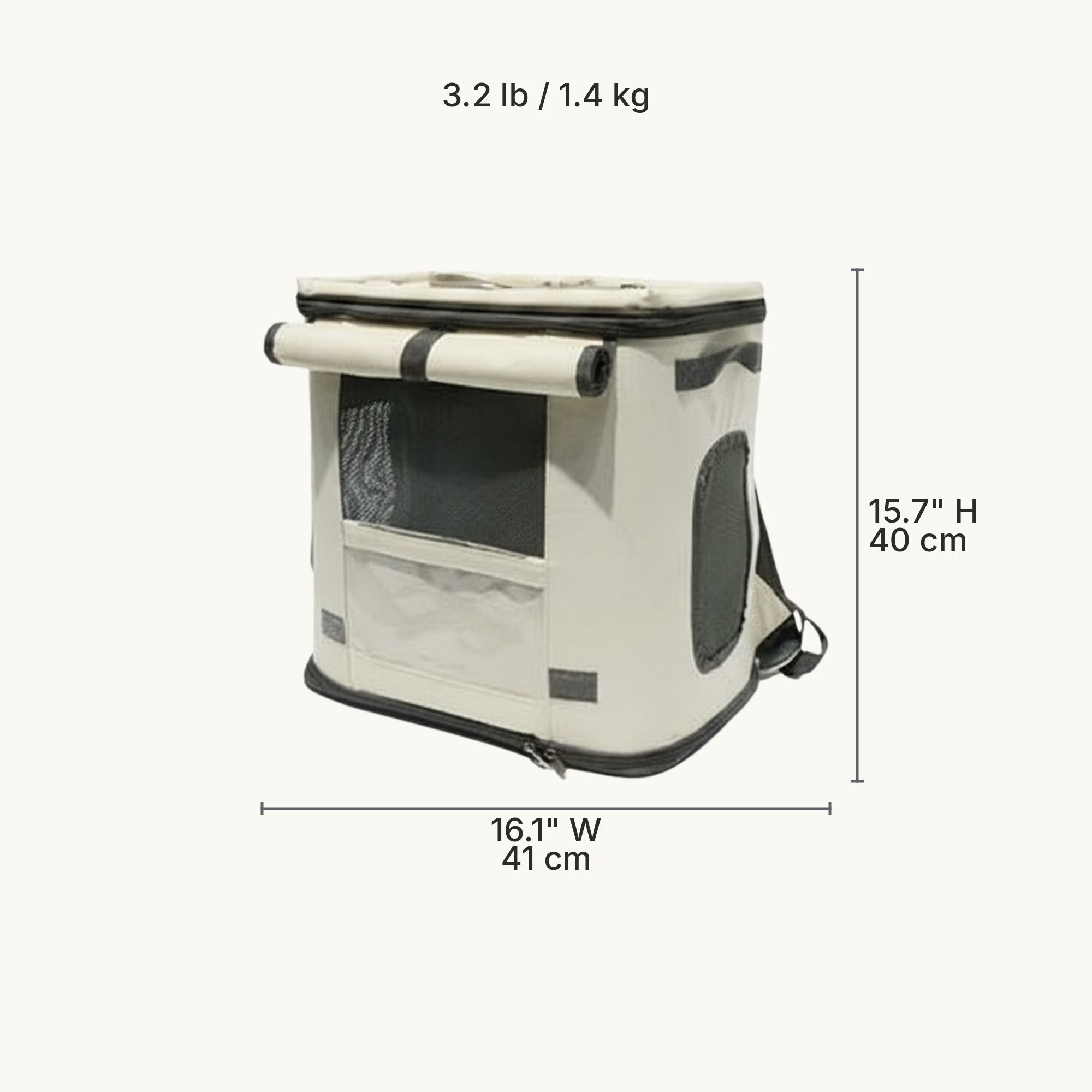 Collapsible Pet Backpack Carrier — Dimensions