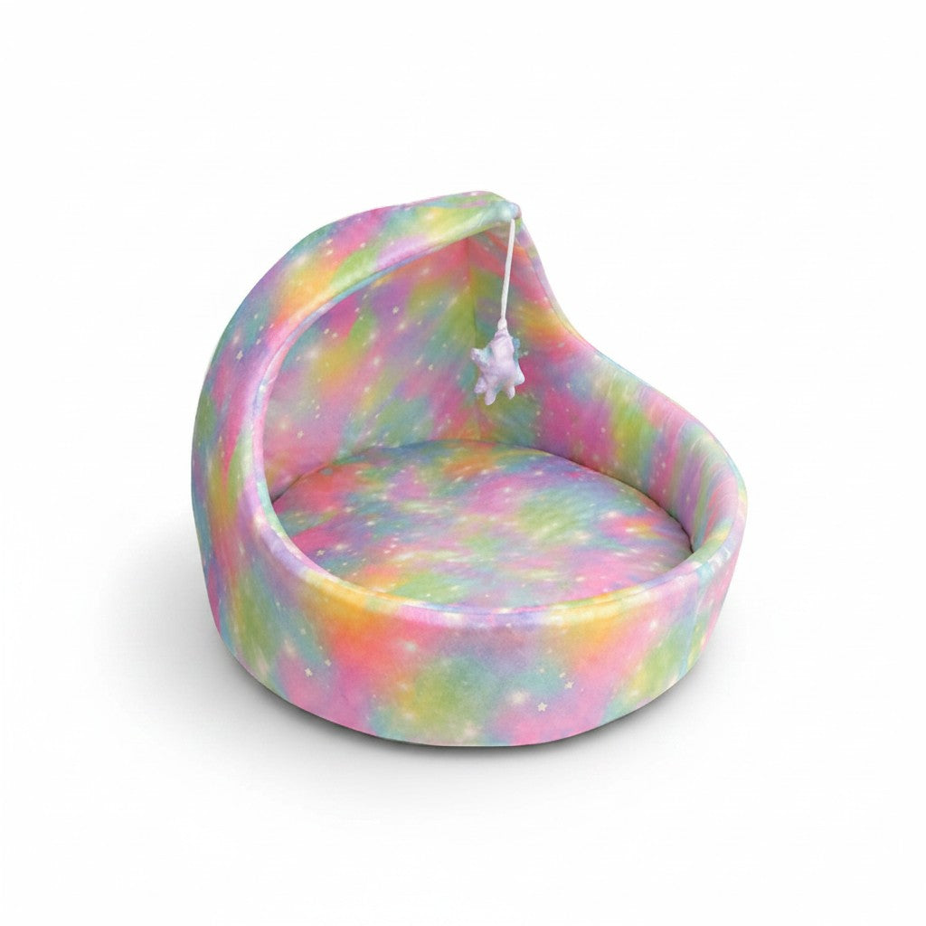 Crescent Moon Cat Bed in Soft Brushed Cloth — Dream Purple