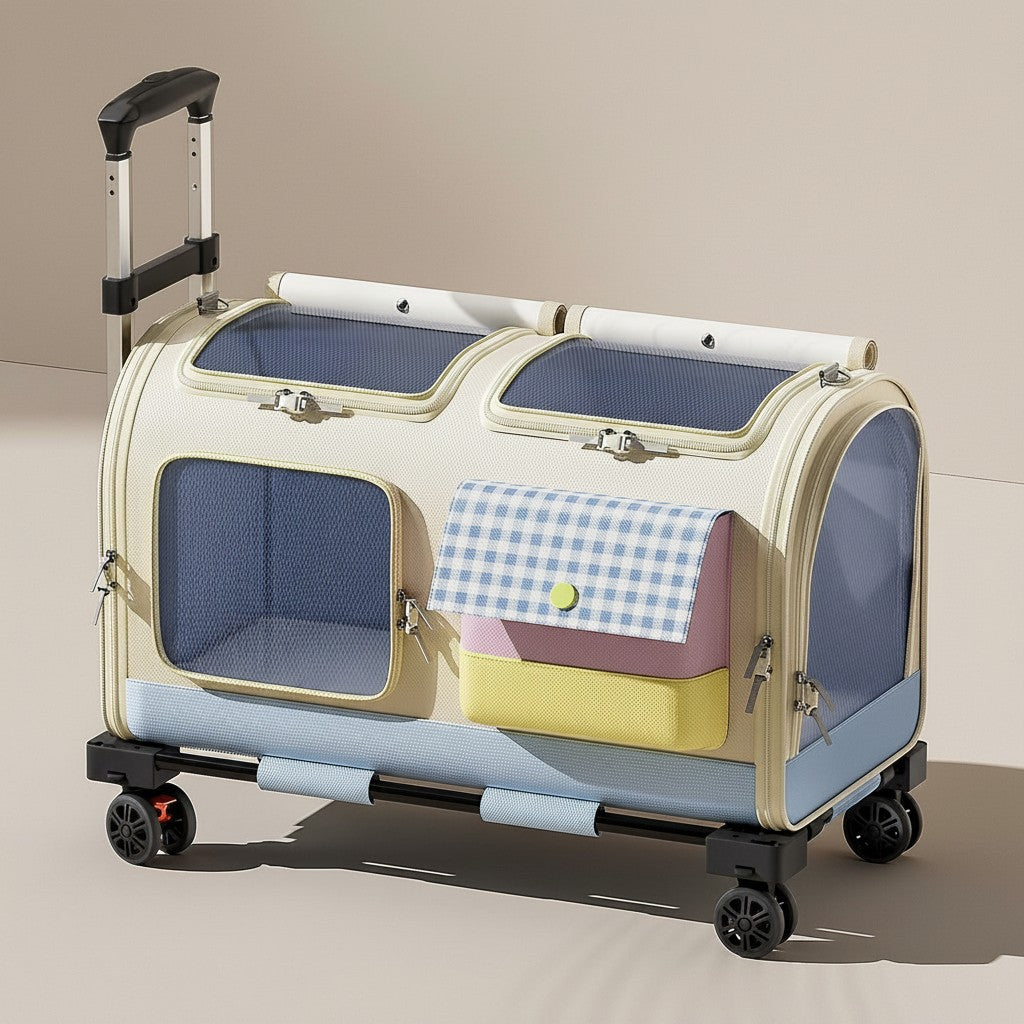 Extended Trolley Pet Carrier with Telescoping Handle detail