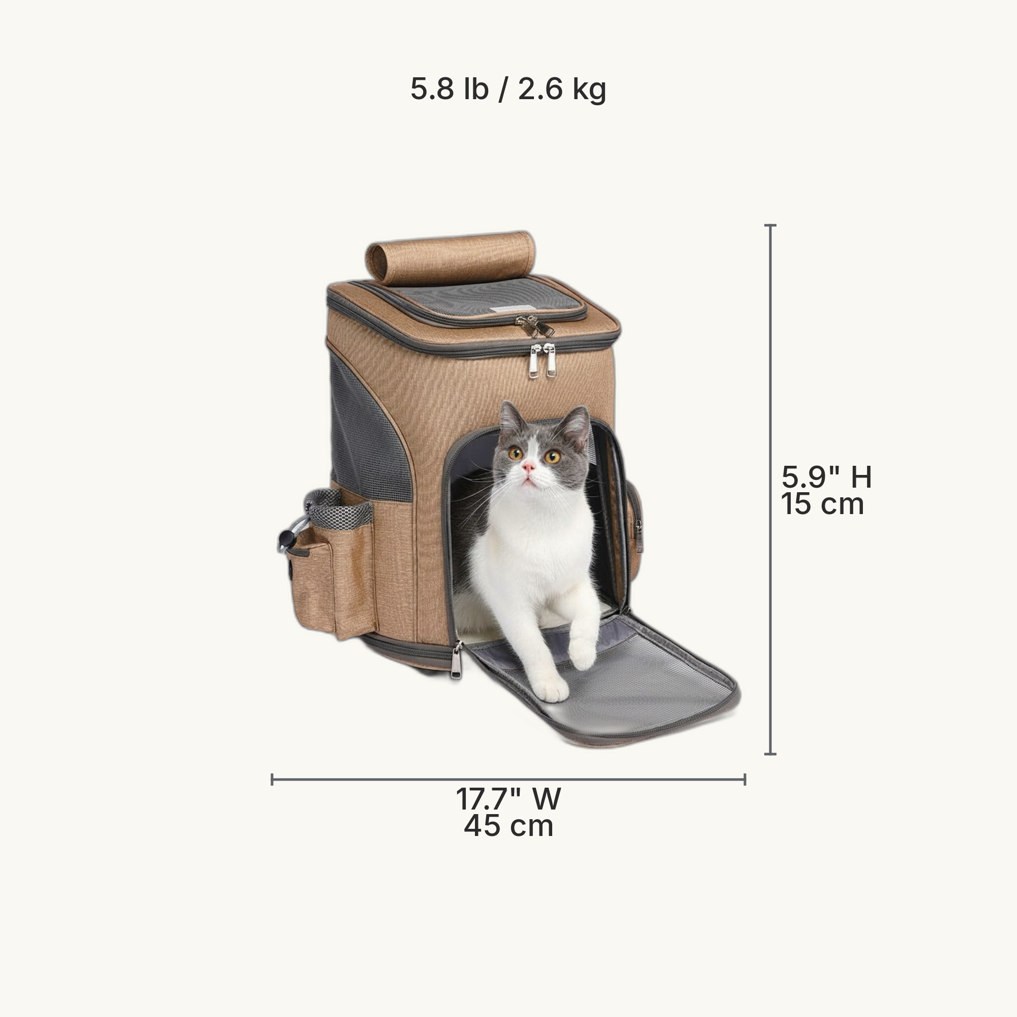 Folding Trolley Pet Carrier Backpack with Universal Wheels — Dimensions