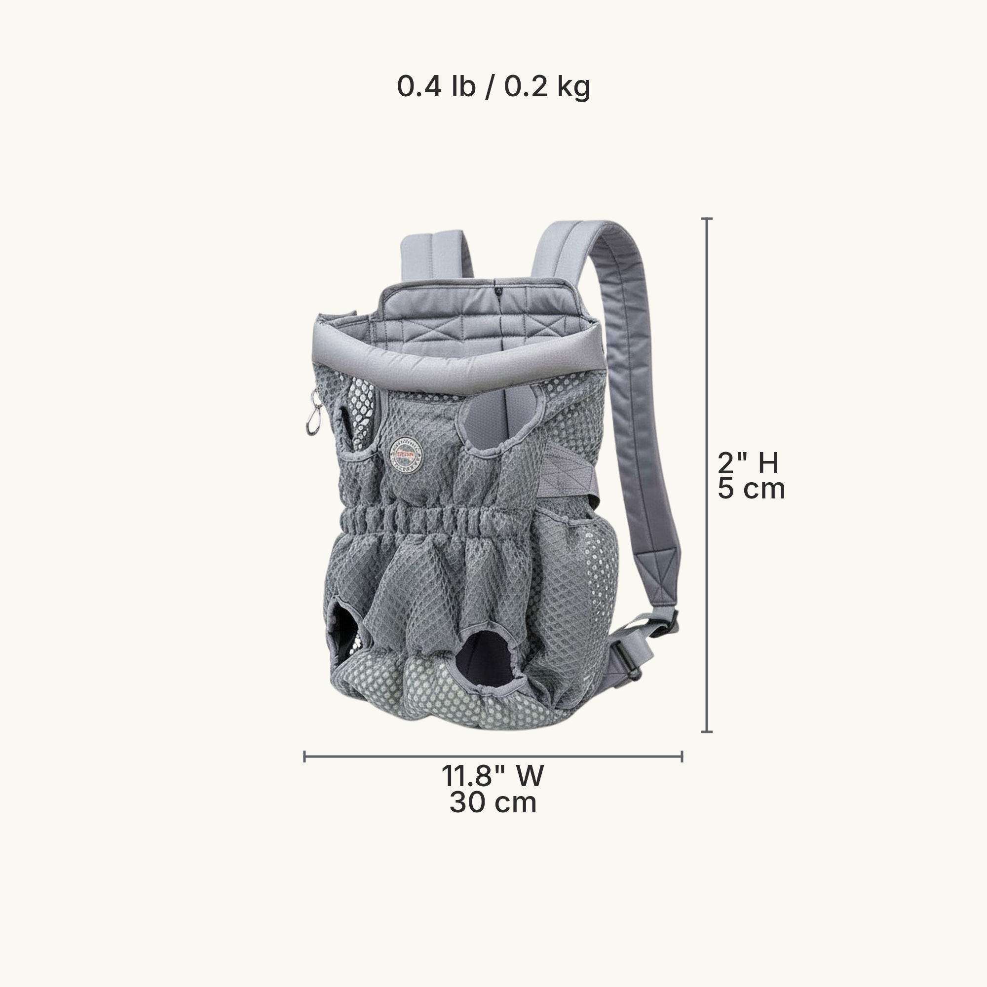 Mesh-Paneled Pet Carrier Backpack — Dimensions