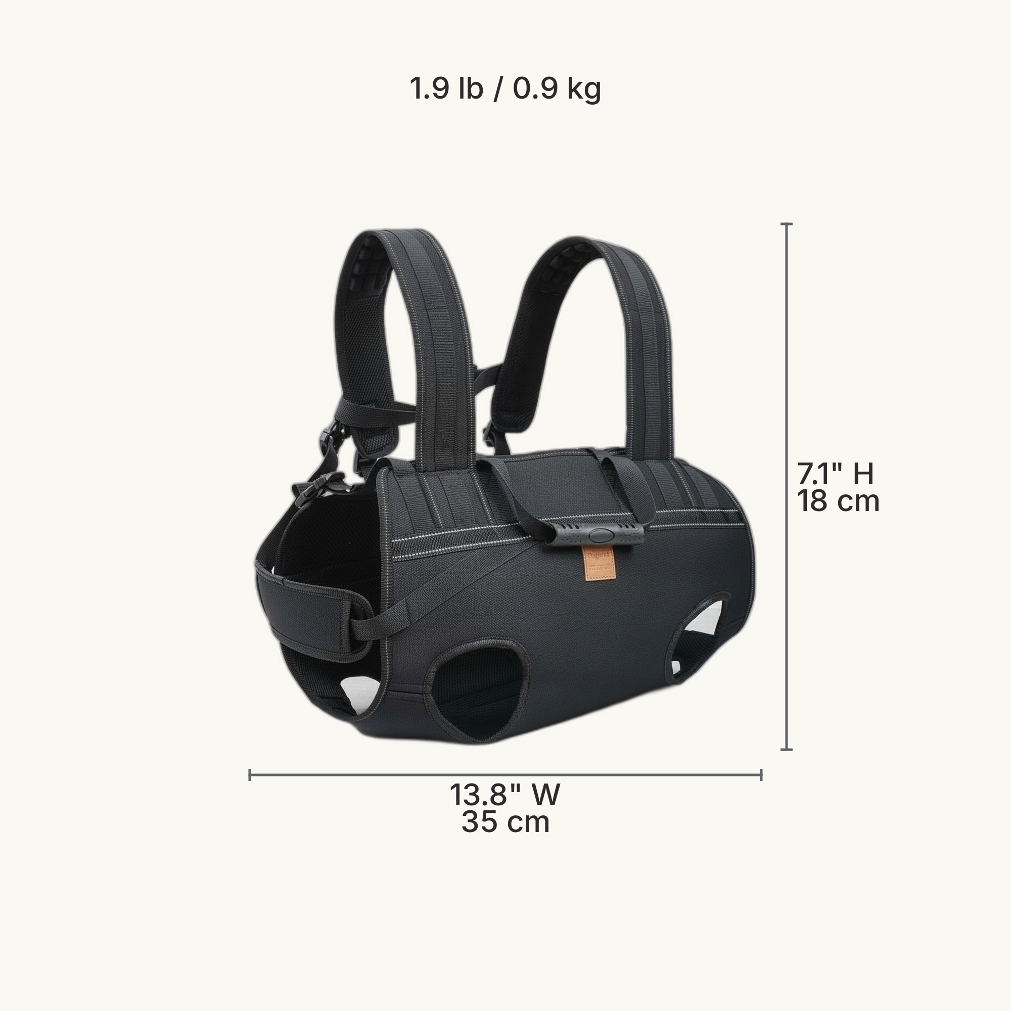 Multi-Function Outdoor Dog Carrier Backpack with Mobility Support — Dimensions