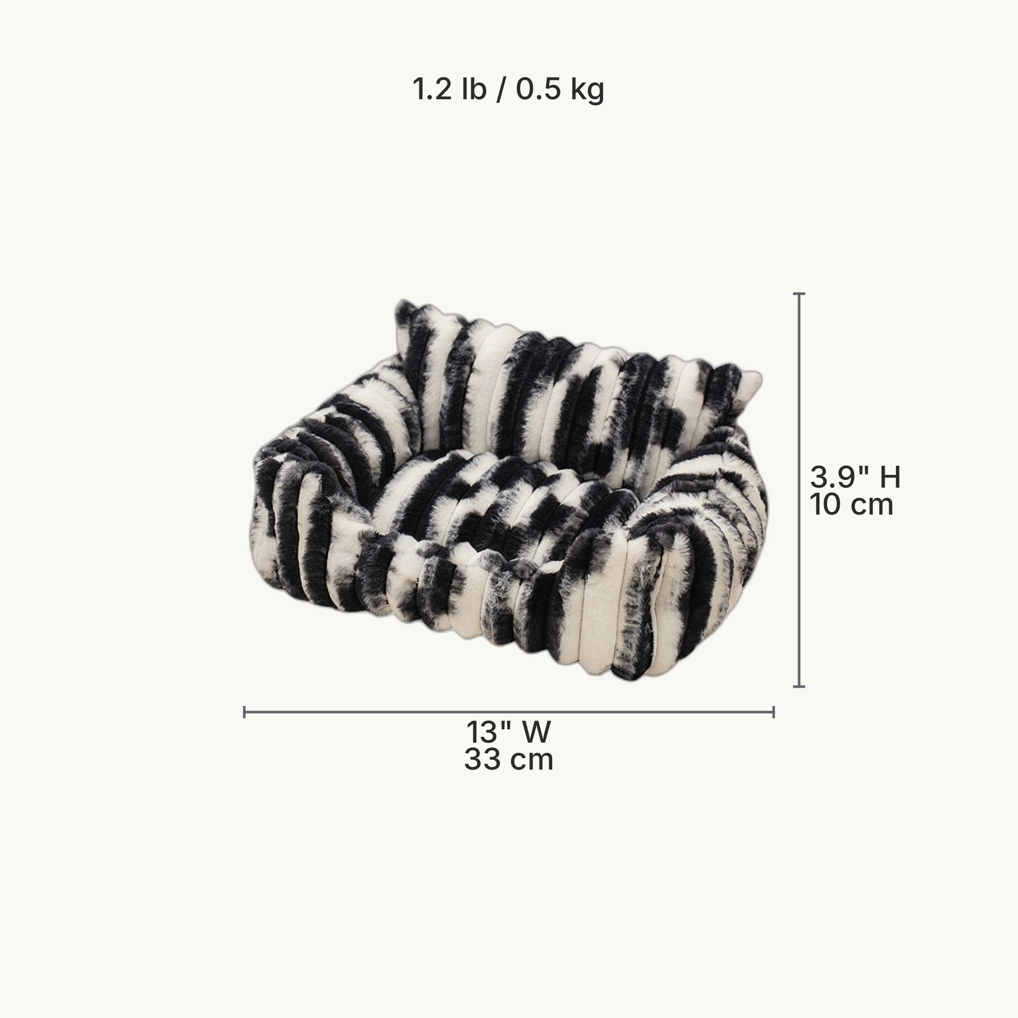 Plush Ribbed Pet Sofa Bed dimensions