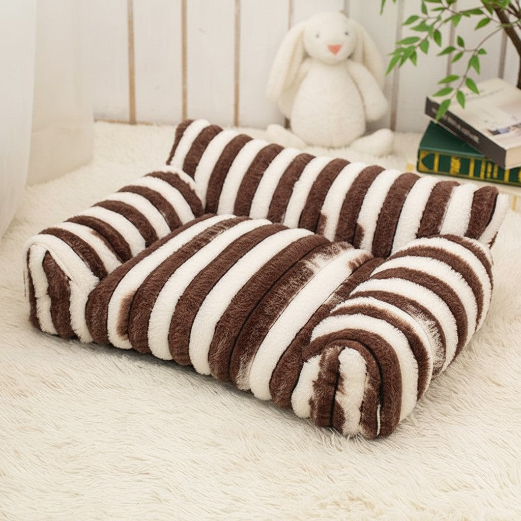 Plush Ribbed Pet Sofa Bed detail