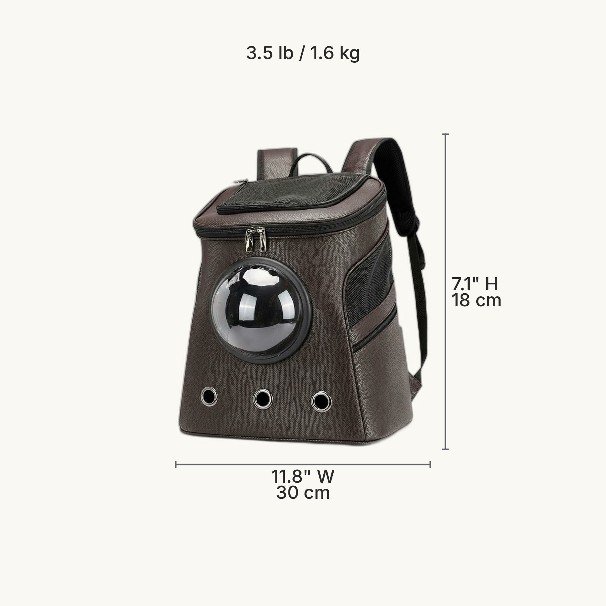 Space Capsule Pet Carrier Backpack — Dimensions