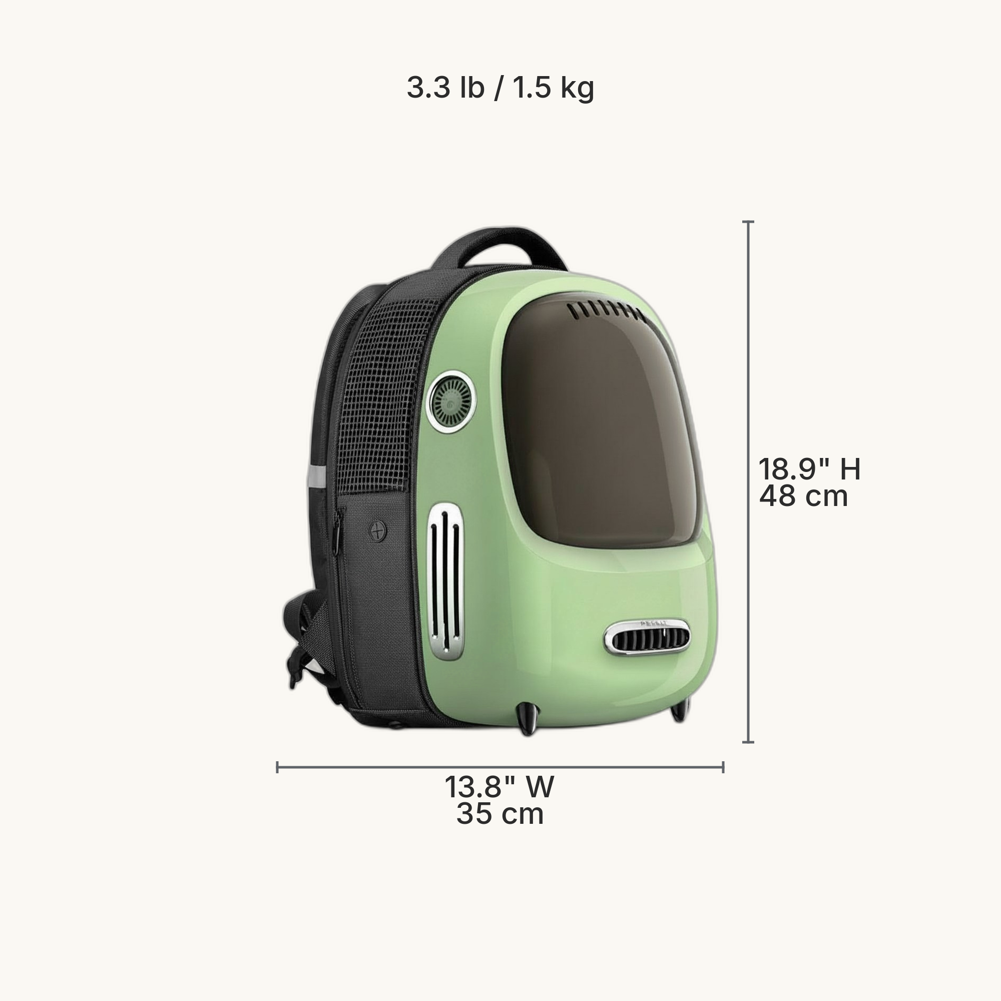Space Capsule Ventilated Pet Backpack Carrier dimensions