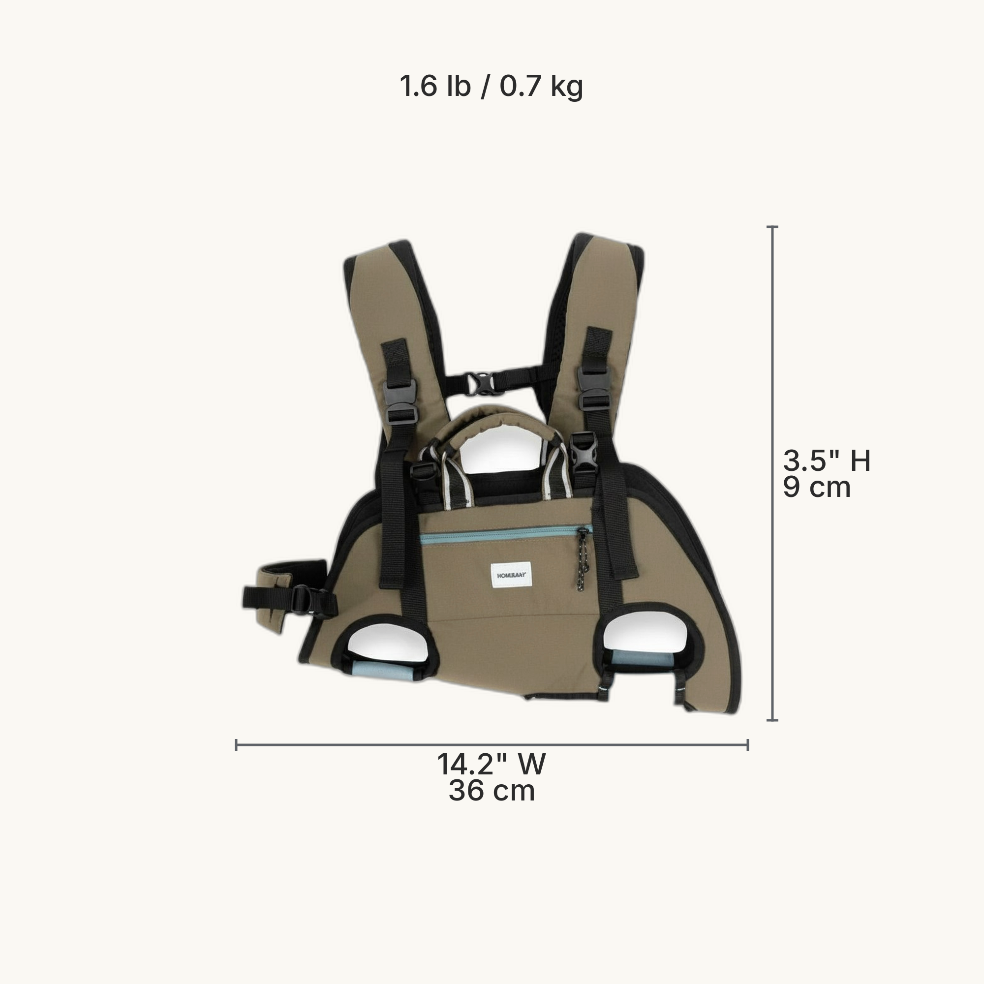 Spine-Support Pet Carrier Backpack with Cross-Body Strap dimensions