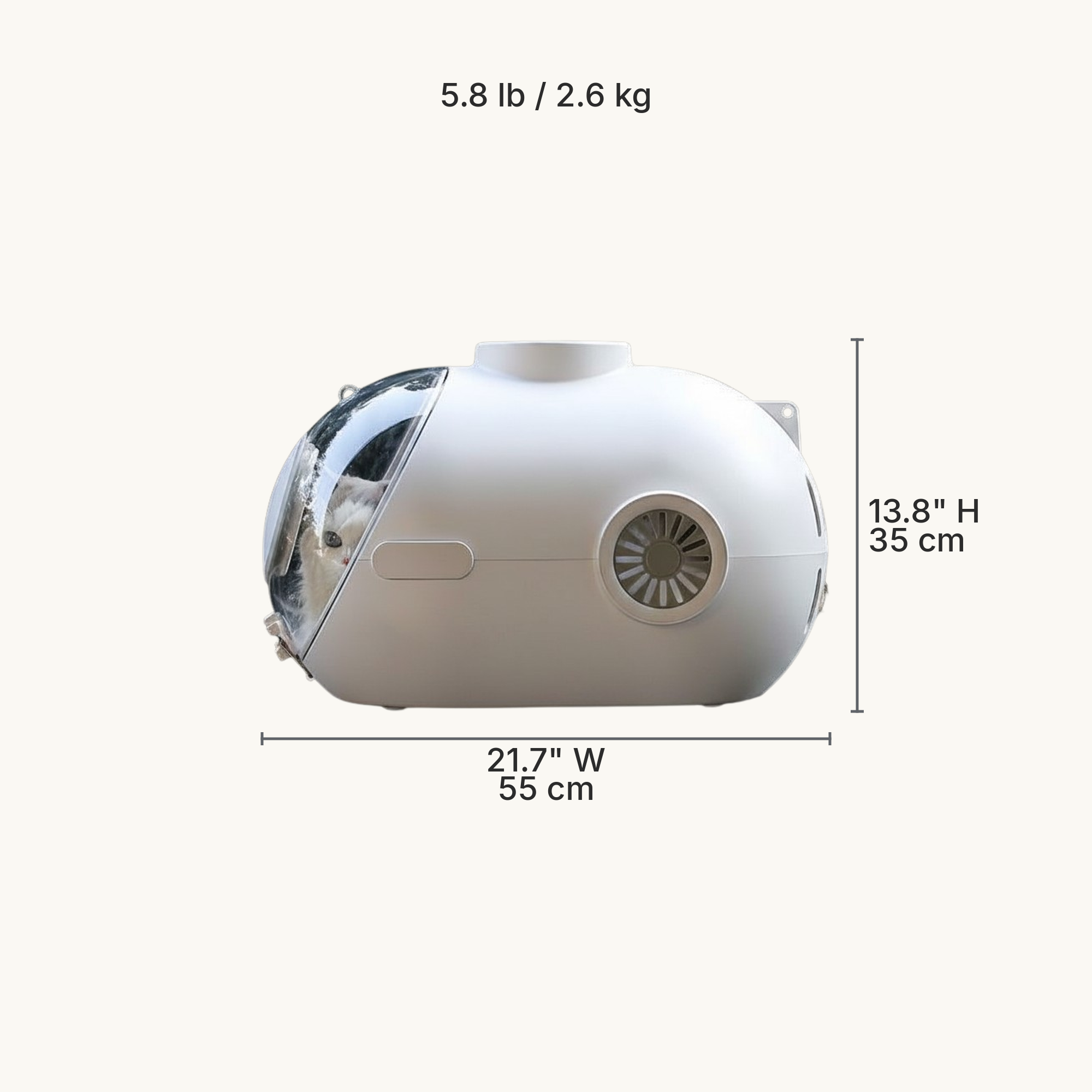 Submarine Porthole Pet Carrier — Dimensions