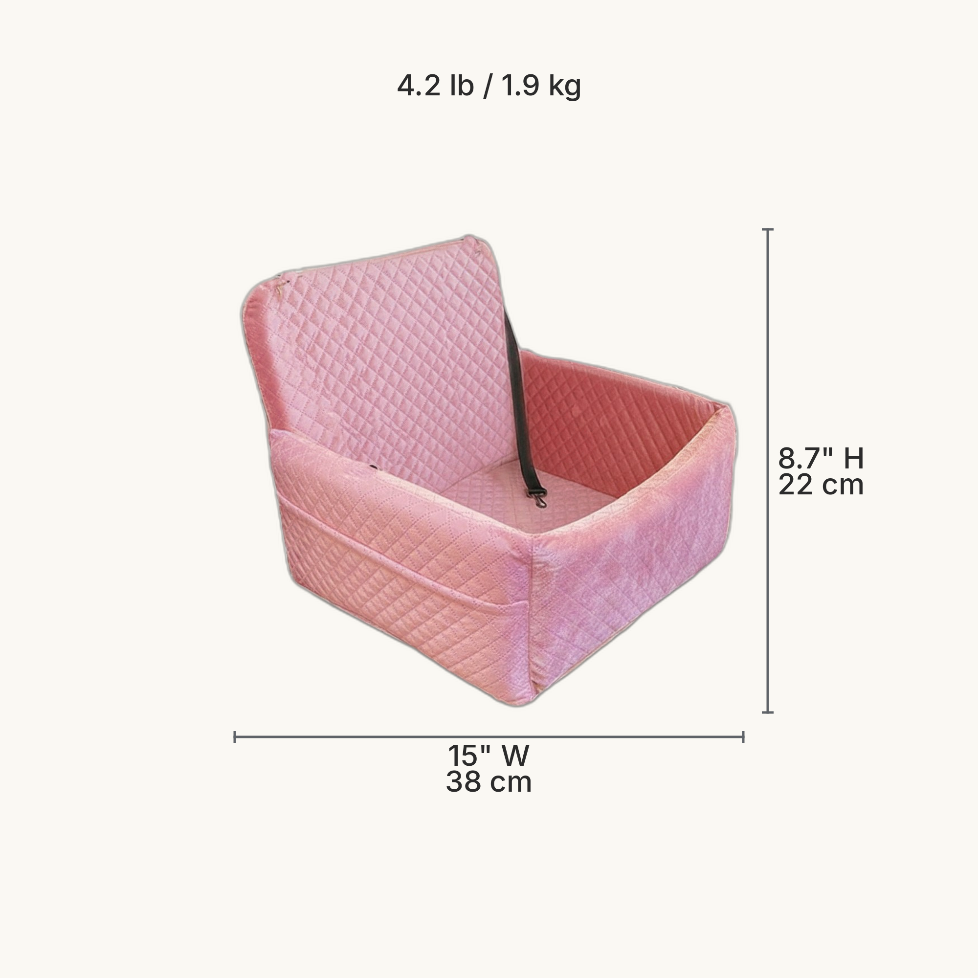 Travel-Ready Dog Car Seat and Lounger — Dimensions