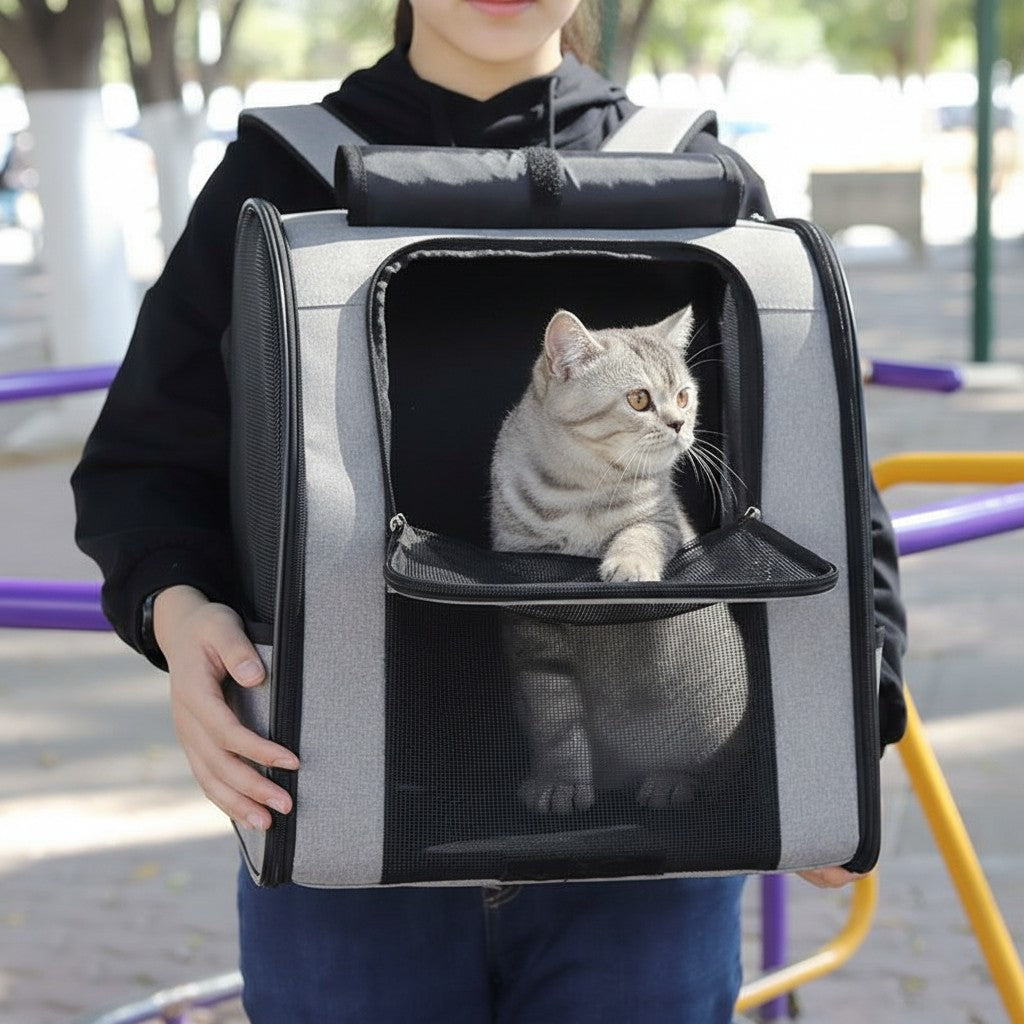 Ventilated Pet Carrier Backpack in Structured Canvas detail
