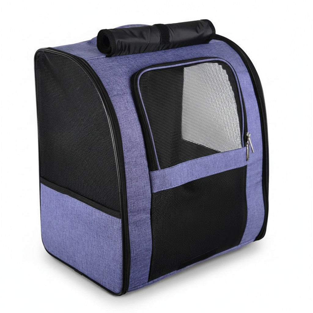 Ventilated Pet Carrier Backpack in Structured Canvas — Grey