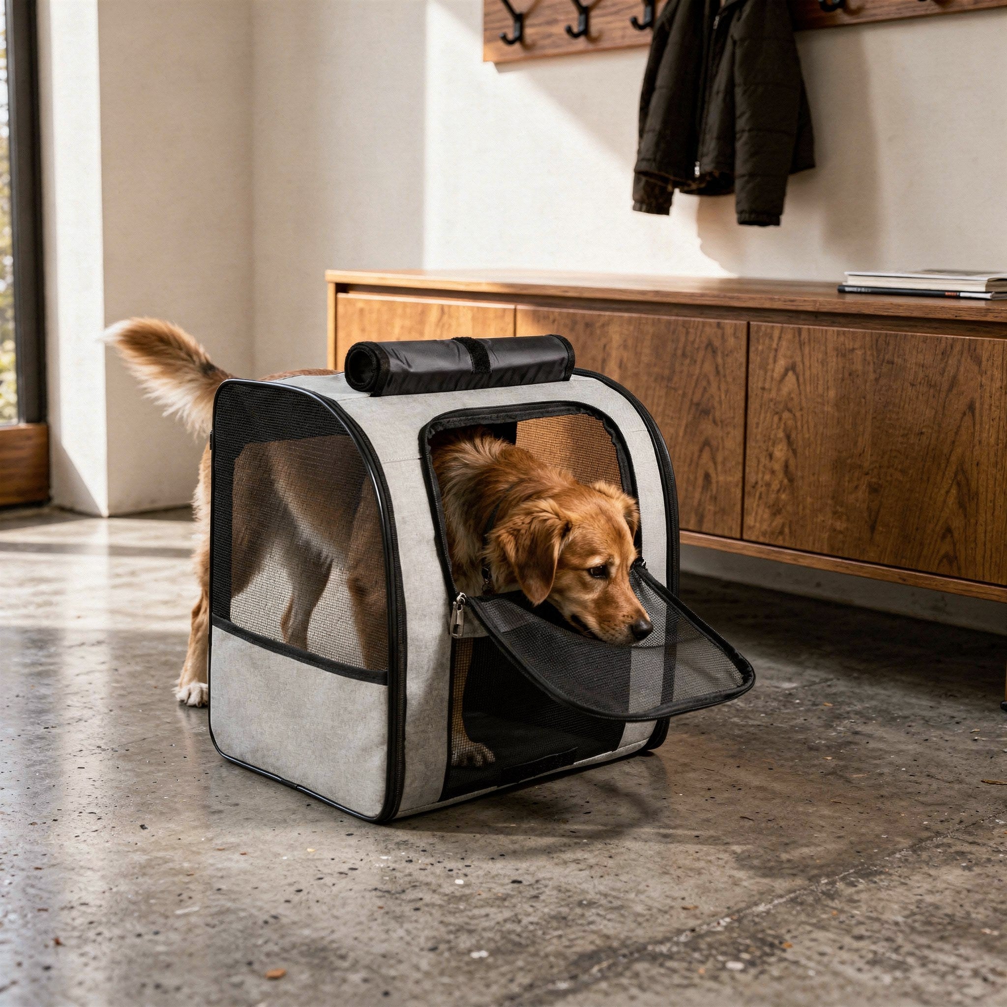 Ventilated Pet Carrier Backpack in Structured Canvas