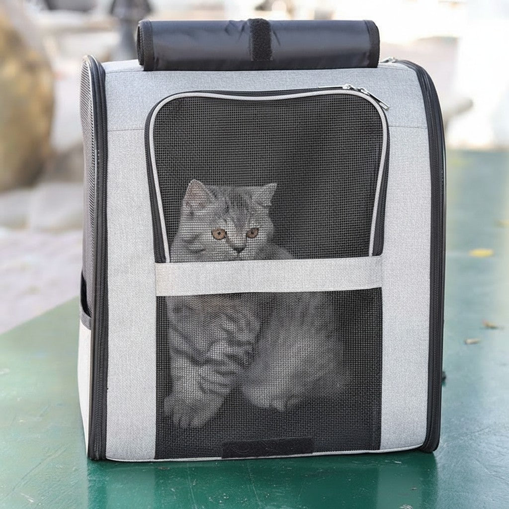 Ventilated Pet Carrier Backpack in Structured Canvas detail